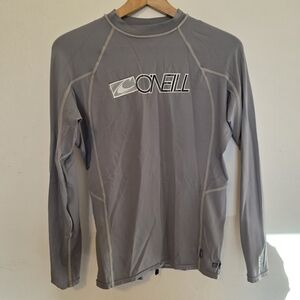 ONeill Mens Long Sleeve Rash Guard Sun Shirt XL slim Fit Gray Beach Surf  50 SPF